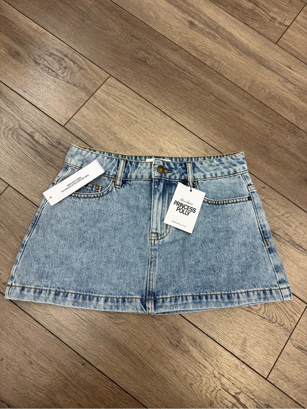 Princess Polly Light Wash Denim Mini Skirt